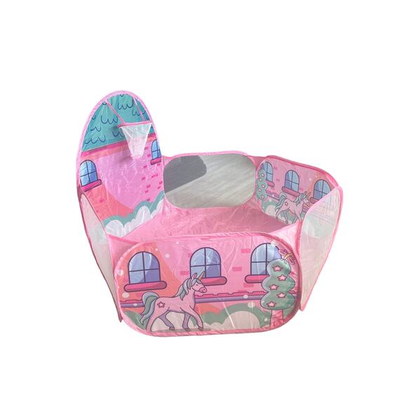 Unicorn pink girls baby/kid ball pit with basket hoop- balls not included - Picture 1 of 7